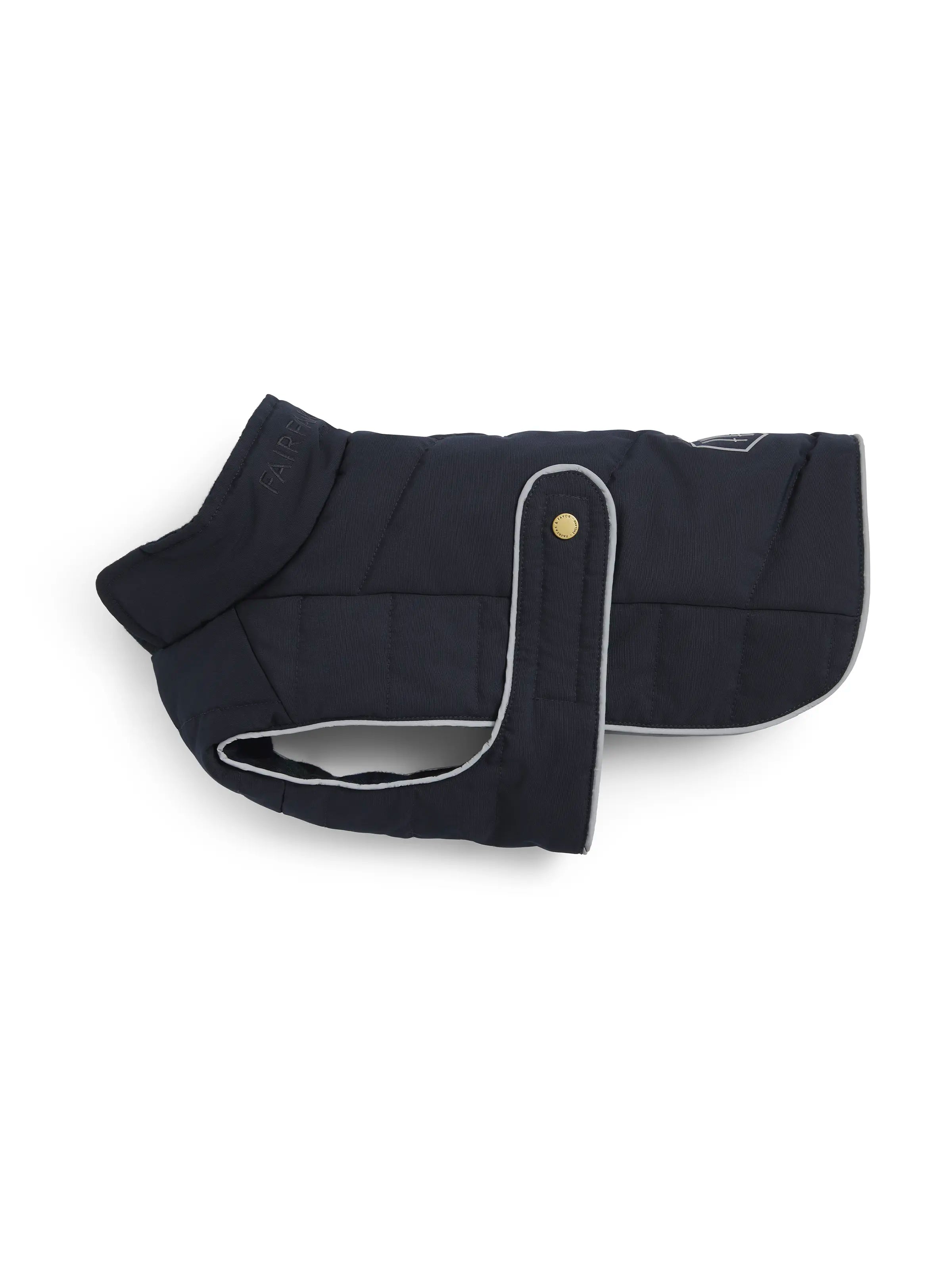 Charlotte Padded Dog Coat - Navy Collared Crew Neck Turtle Neck