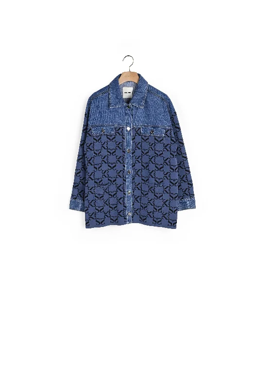 Cardi-coat oversize en mix matières Buttoned Zippered Snapped