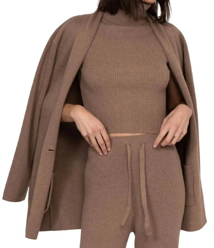 Helena Power Blazer In Mocha Women's Travel Jacket