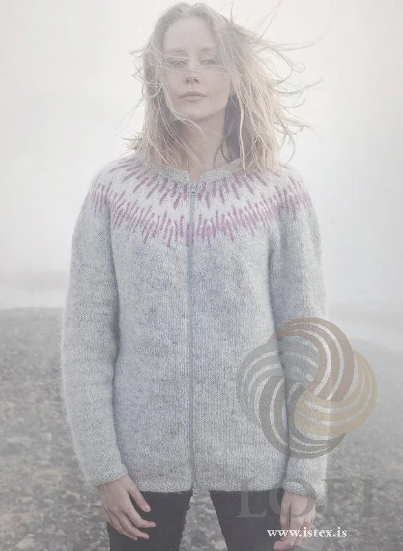 Þoka - Full zipp Grey Lettlopi Wool Cardigan - Knitting Kit Terry Blend Velvet Blend Canvas Blend Þoka - Full zipp Grey Lettlopi Wool Cardigan - Knitting Kit Terry Blend Velvet Blend Canvas Blend