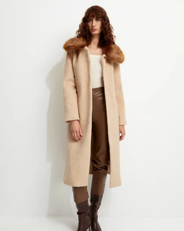 Spice Coat | Caramel Suede Faux Fur Shearling