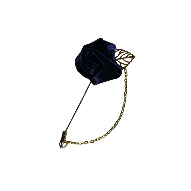 Womens Navy Rose With Gold Leaf Flower Suit Blazer Jacket Lapel Pin Women's Denim Suit Womens Navy Rose With Gold Leaf Flower Suit Blazer Jacket Lapel Pin Women's Denim Suit