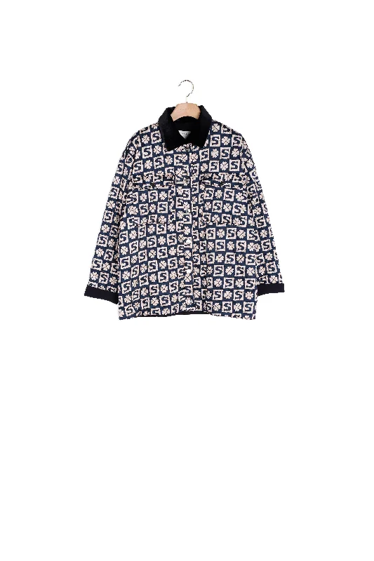 Cardi coat matelassé en mix-matières Collared Crew Neck Turtle Neck