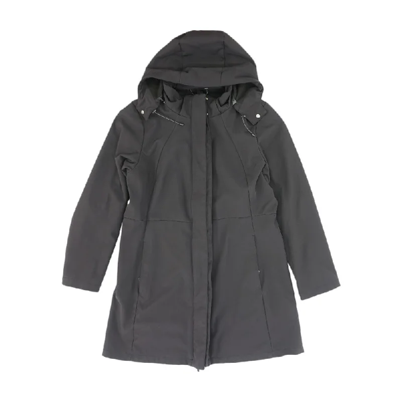 Black Solid Coat Quilted Jacket Anorak Windbreaker