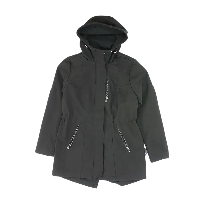 Black Solid Lightweight Coat Boat Neck Jacket Square Neck Jacket One-Shoulder Jacket