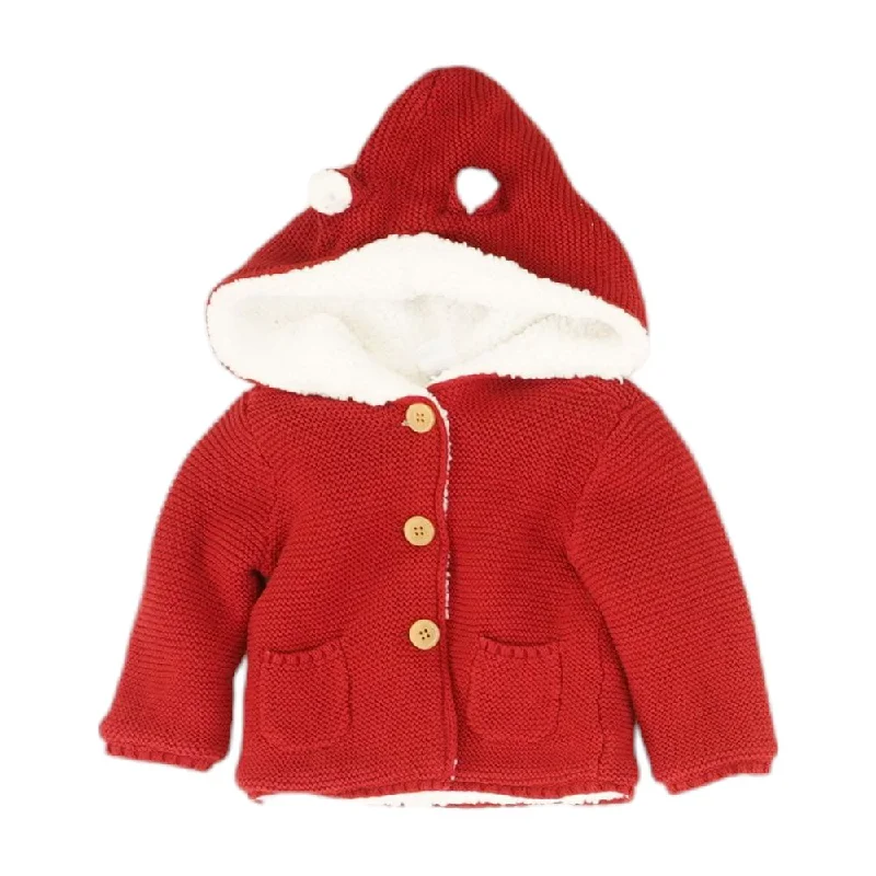 Red Solid Coat Buttoned Toggled Snapped