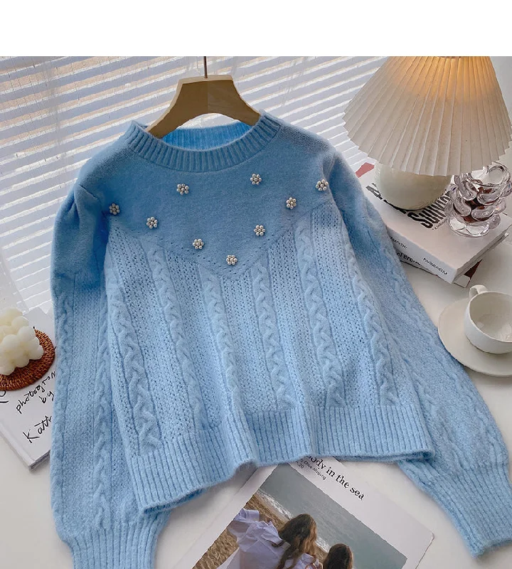 Small fresh and sweet foreign style nail bead round neck twist coat  6004 Suede Faux Fur Shearling