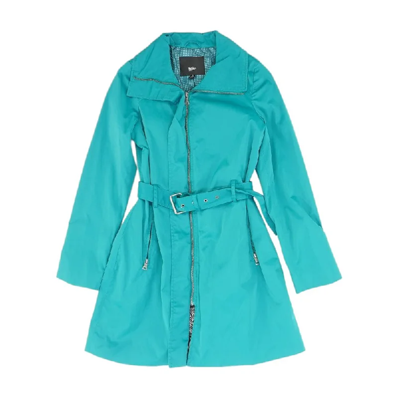 Teal Solid Coat Turtleneck Jacket Crew Neck Jacket V-Neck Jacket