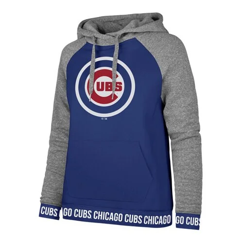 Chicago Cubs Women's '47 Brand Encore Pullover Hoodie - Gray/Blue Square Neck Pullover Chicago Cubs Women's '47 Brand Encore Pullover Hoodie - Gray/Blue Square Neck Pullover