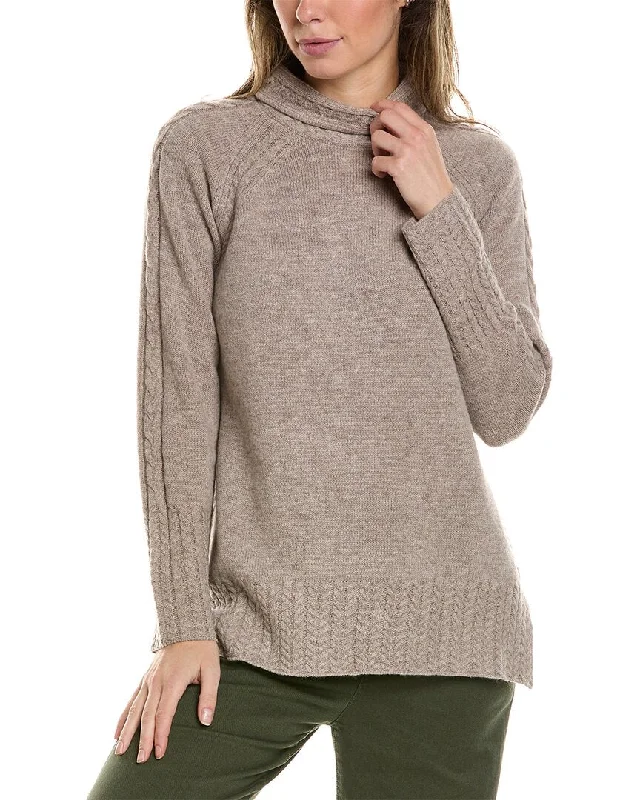 Alashan Cashmere Turtleneck Cable Detail Wool Pullover Slim Sleeve Pullover