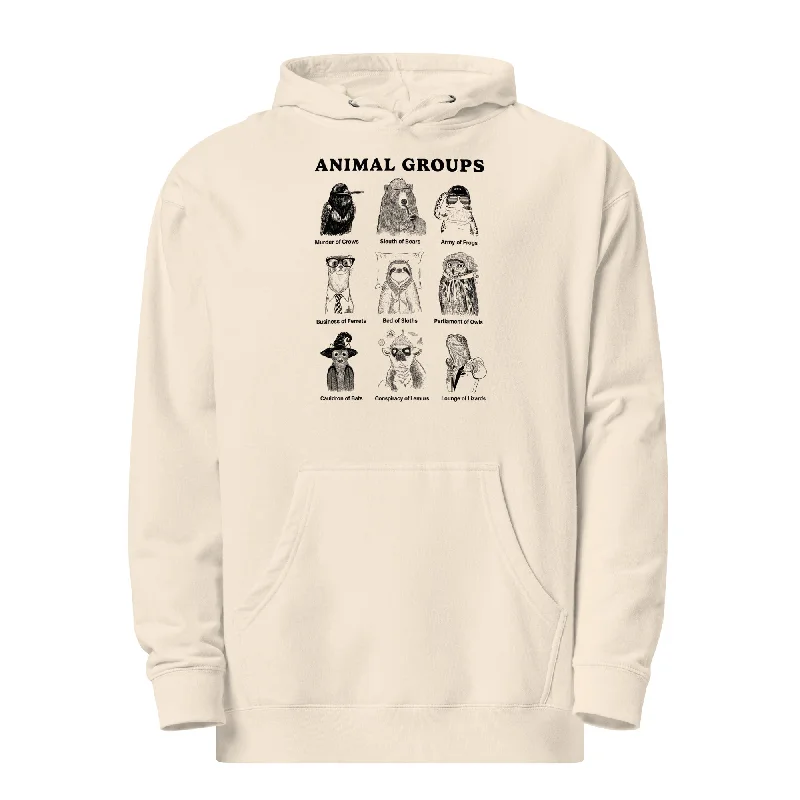 Animal Groups Midweight Pullover Hoodie Faux Fur Trim