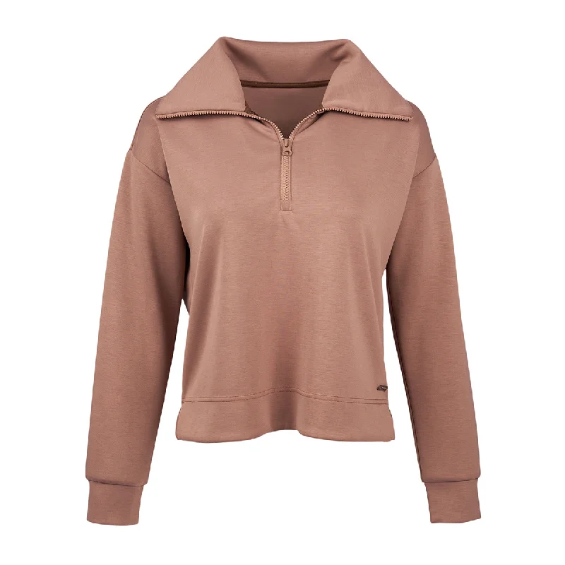 Boeing Women's Lightweight Dream Quarter-Zip Pullover Bardot Neck Top