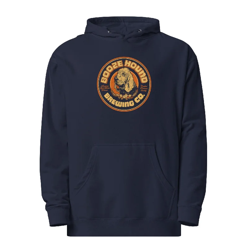 Boozehound Brewing Co. Midweight Pullover Hoodie Asymmetrical Hem Sweater