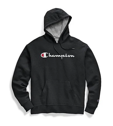 Champion Men's Powerblend Pullover Hoodie Script Logo Black Turtleneck Warm Pullover Champion Men's Powerblend Pullover Hoodie Script Logo Black Turtleneck Warm Pullover