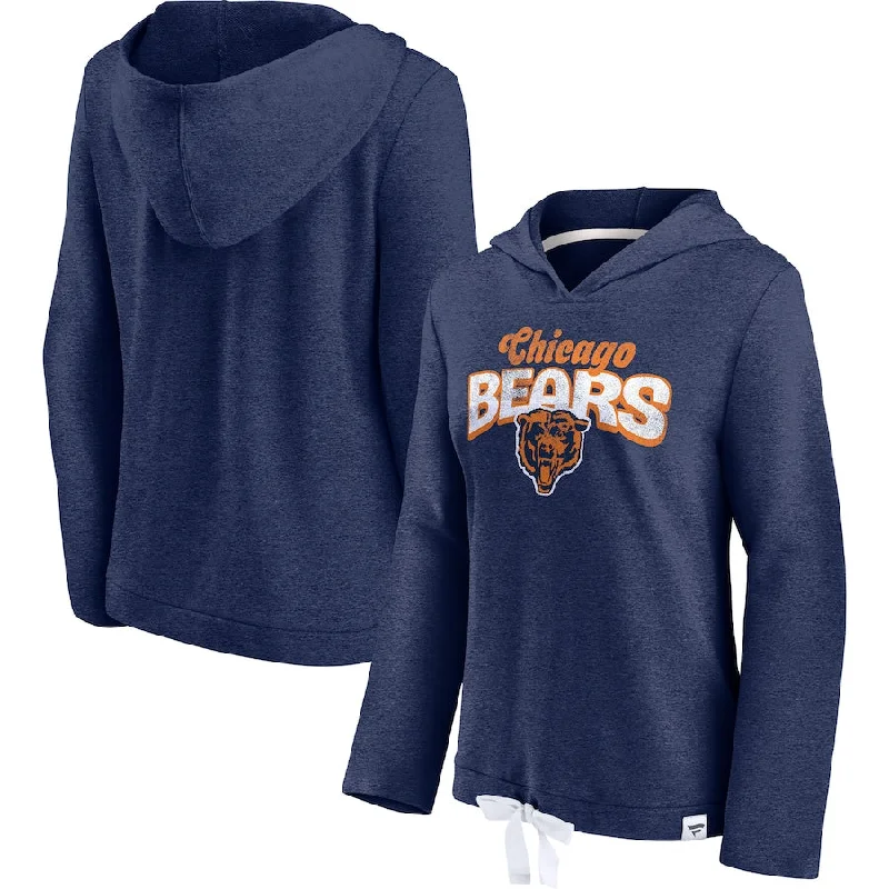 Women's Chicago Bears Fanatics Branded Heathered Navy First Team Flowy Pullover Hoodie Flare Sleeve Stylish Women's Chicago Bears Fanatics Branded Heathered Navy First Team Flowy Pullover Hoodie Flare Sleeve Stylish