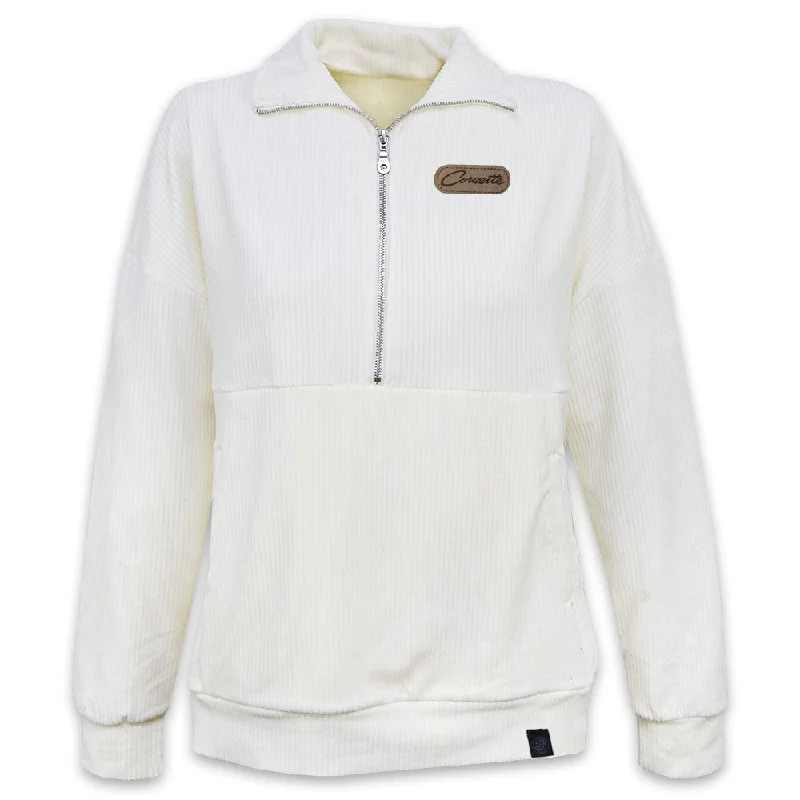 Corvette Ladies' Corded Half-Zip Vanilla Bean Pullover Saggy Sleeve Comfort
