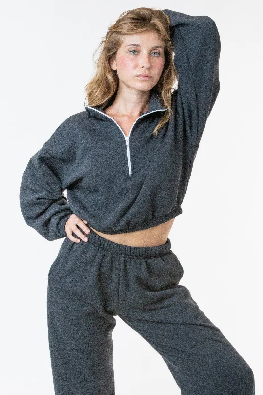 F396 - Flex Fleece Half Zip Cropped Pullover Crew Neck Wool