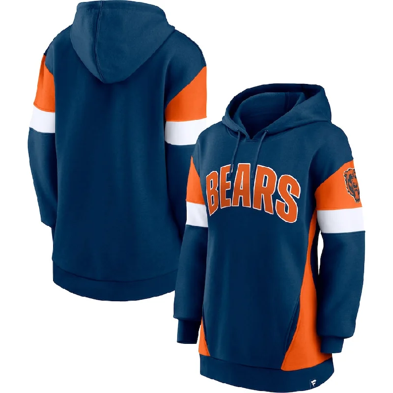 Fanatics Branded Chicago Bears Women's Navy/Orange Lock It Down Pullover Hoodie Ruffled Neck Pullover Fanatics Branded Chicago Bears Women's Navy/Orange Lock It Down Pullover Hoodie Ruffled Neck Pullover
