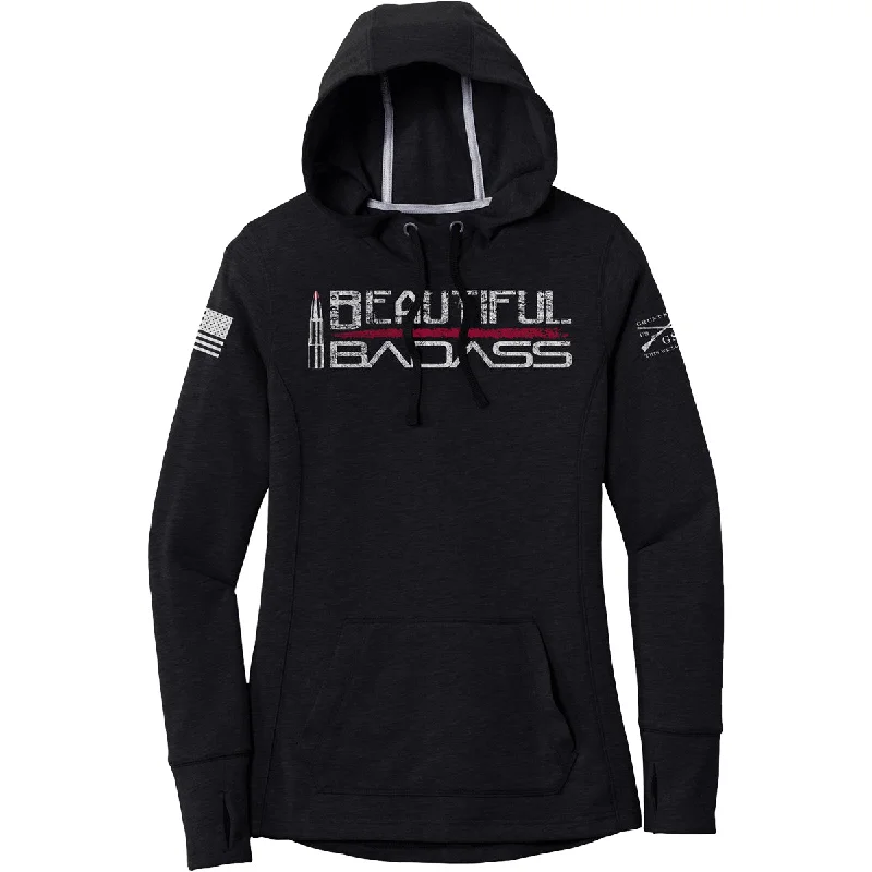 Grunt Style Women's Beautiful Badass Pullover Hoodie - Black Triad Solid Besom Neck Pullover Grunt Style Women's Beautiful Badass Pullover Hoodie - Black Triad Solid Besom Neck Pullover