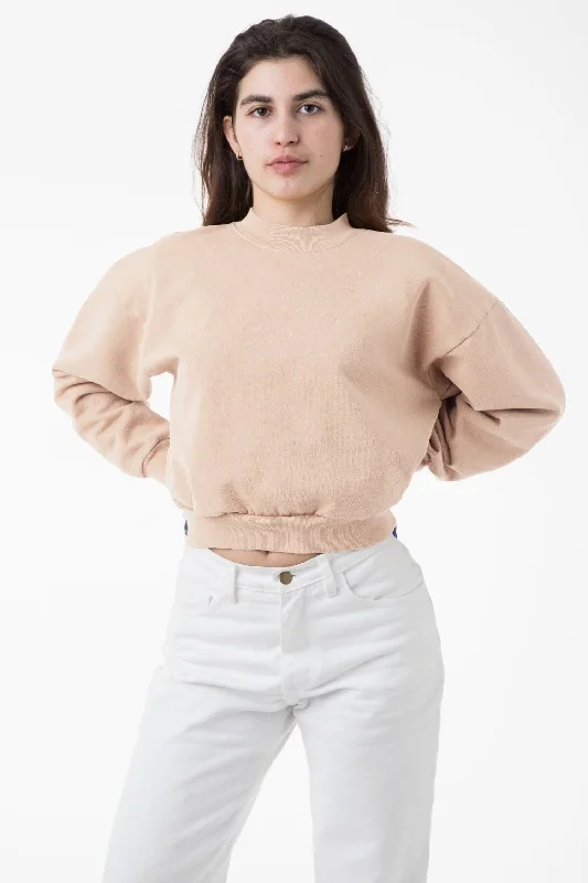 HF06 - Heavy Fleece Cropped Mock Neck Pullover (Garment Dye 2) Boxy Neck Sweater