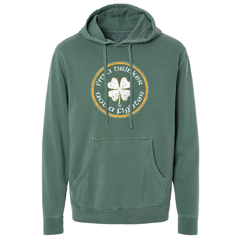 I'm a Drinker Not a Fighter Vintage Wash Pullover Hoodie Spaghetti Sleeve Top