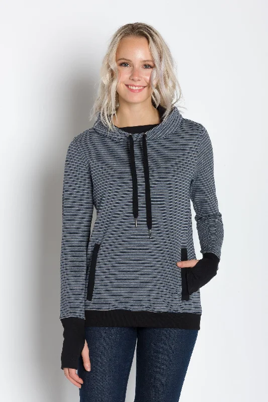 Luna A | Women's Plated Knit Cowl Neck Pullover Solo Sleeve Pullover