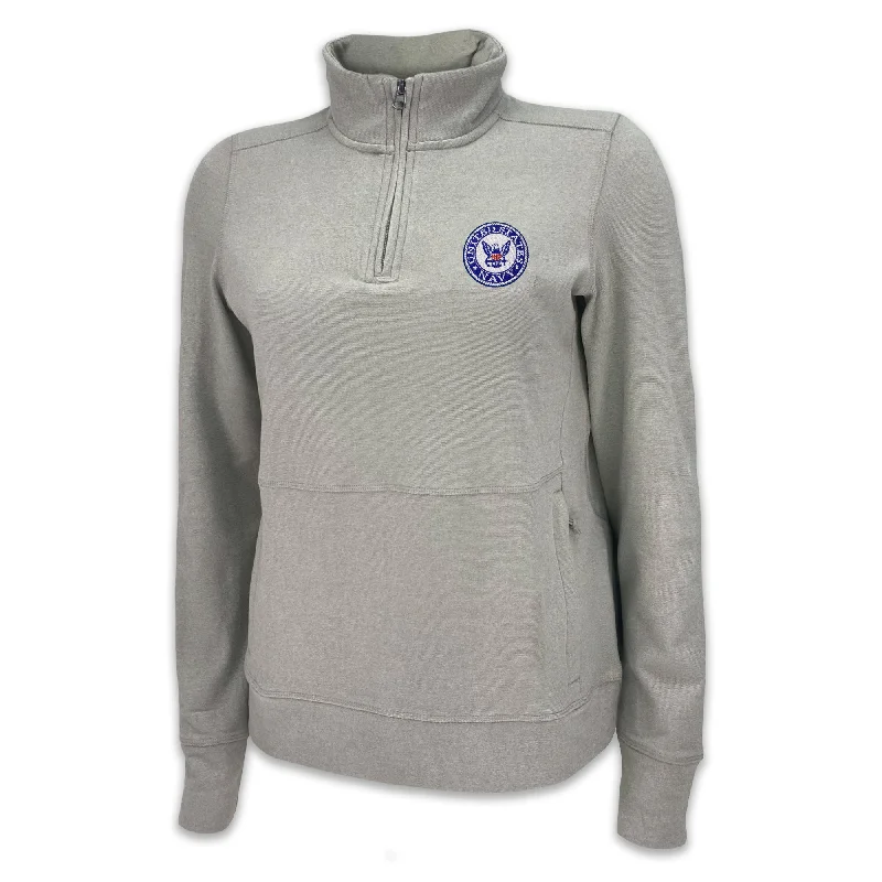 Navy Ladies Crush 1/4 Zip Pullover (Grey) Alpaca Blend Soft