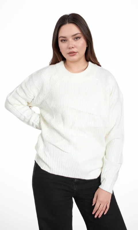 Original Women Crew Neck Pullover (Off White) Leg Sleeve Comfort