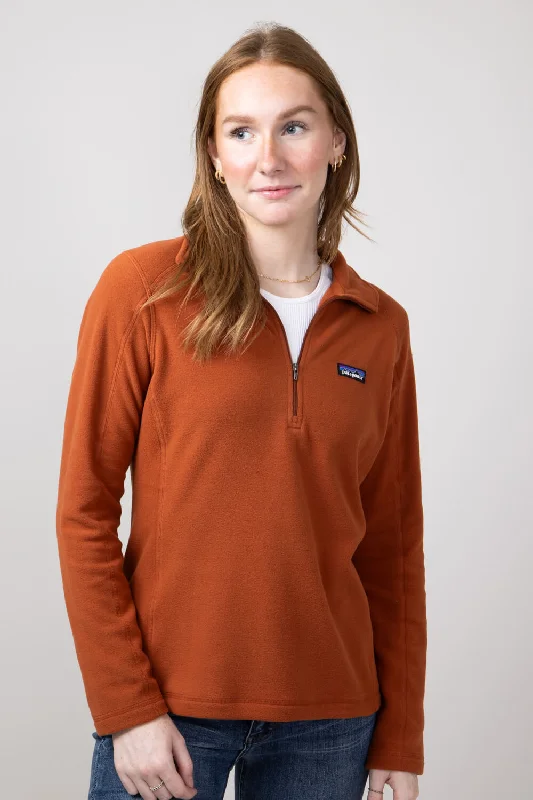 Patagonia Women’s Micro D Quarter Zip Pullover in Burnished Red | 26278-BURR Soft Wool Sweater