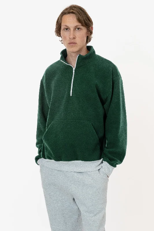 PF408 - Polar Fleece Half Zip Pullover Boat Neck Sweater