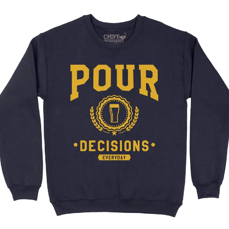 Pour Decisions Unisex Pullover Crewneck Asymmetrical Hem Sweater