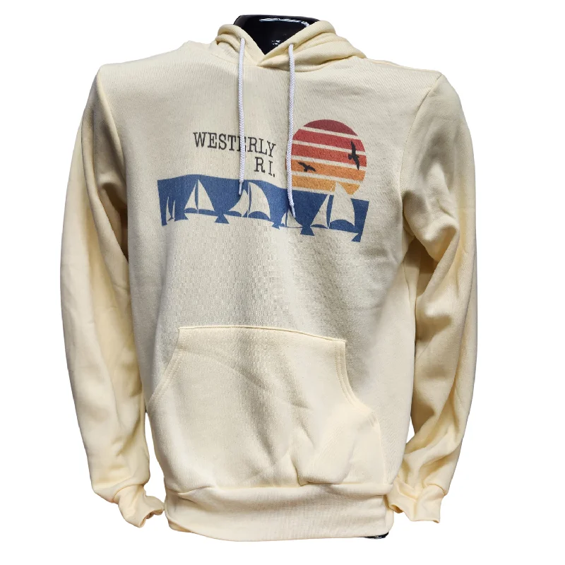 Sailboat Line French Vanilla Vintage Unisex Pullover Hoodie Flutter Sleeve Feminine