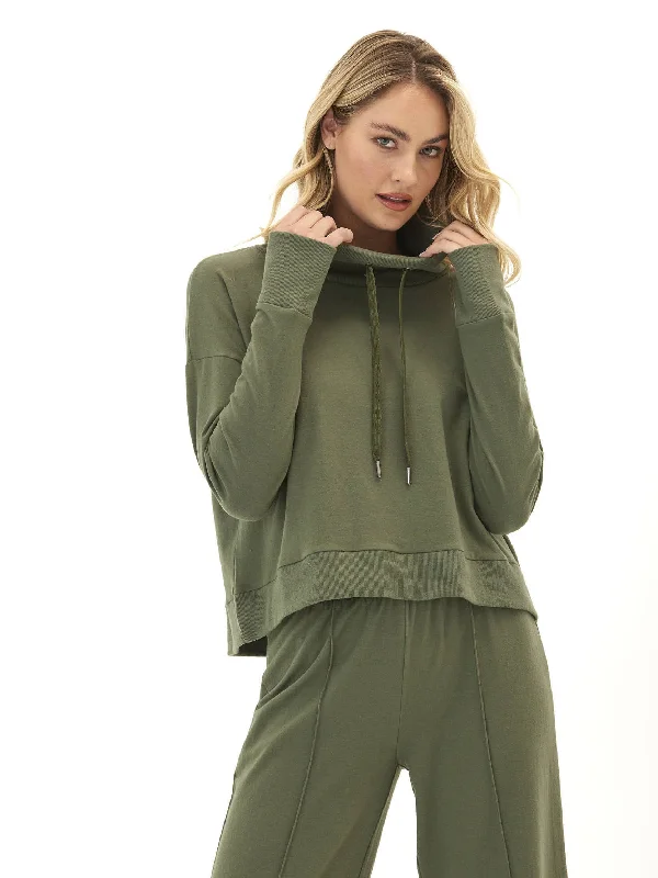 Shai Cozy Fleece Cowl Neck Pullover Port Neck Pullover