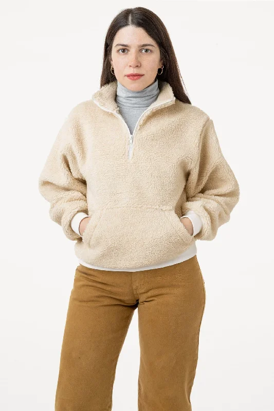 SHR408 - Half Zip Sherpa Pullover Mock Neck Pullover