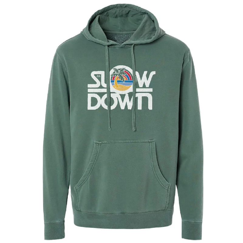 Slow Down Vintage Wash Pullover Hoodie Set Sleeve Pullover