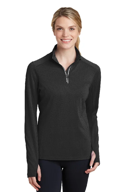 Sport-Tek Ladies Sport-Wick Textured 1/4-Zip Pullover. LST860 Bishop Sleeve Elegant