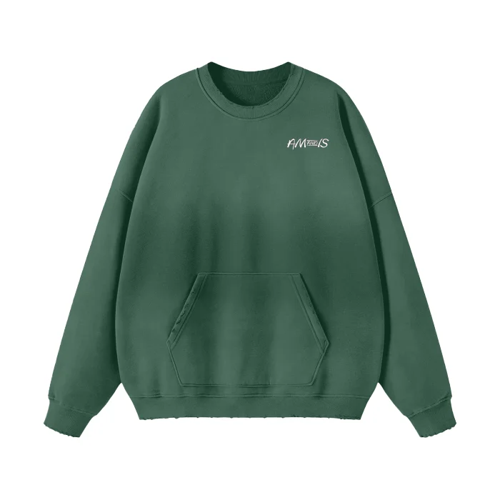 AM&IS Streetwear Unisex Gradient Washed Effect Pullover Flare Sleeve Stylish