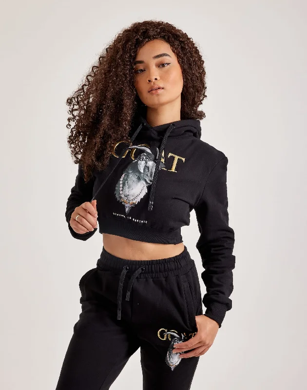 Streetz Iz Watchin Goat Cropped Pullover Hoodie Mock Neck Pullover