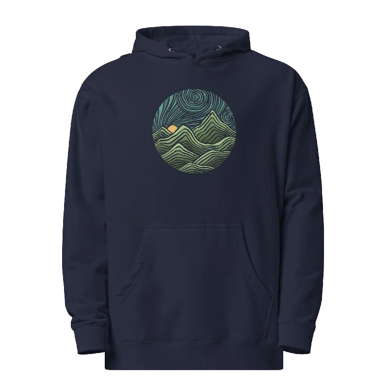 Swirly Mountains | Design by Dylan Fant Midweight Pullover Hoodie Mock Neck Pullover Swirly Mountains | Design by Dylan Fant Midweight Pullover Hoodie Mock Neck Pullover