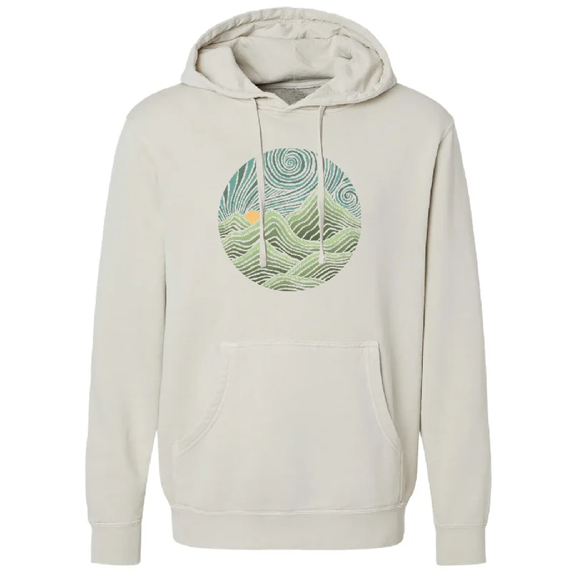Swirly Mountains | Design by Dylan Fant Vintage Wash Pullover Hoodie One Shoulder Top