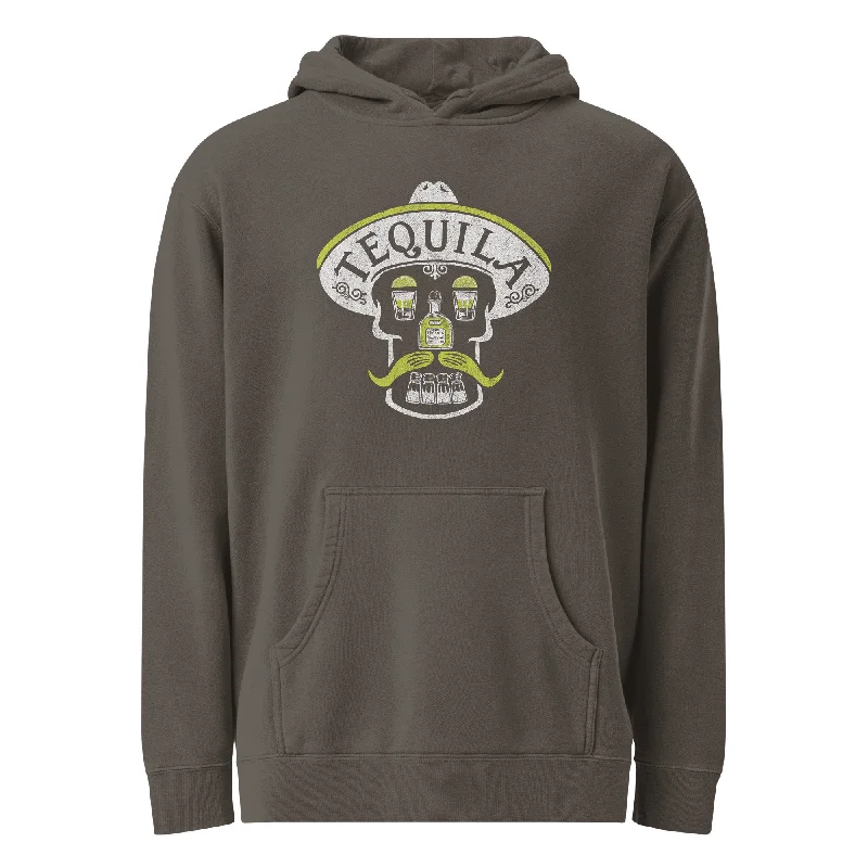 Tequila Skull Vintage Wash Pullover Hoodie Slouchy Comfort Pullover