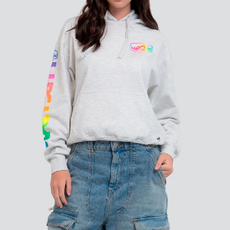 Surf Style Pullover Shield Hoodie Gathered Sleeve Pullover