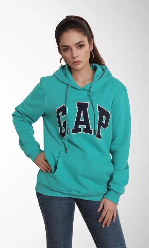Women Vintage Pullover Hoodie (Green) Bell Sleeve Stylish