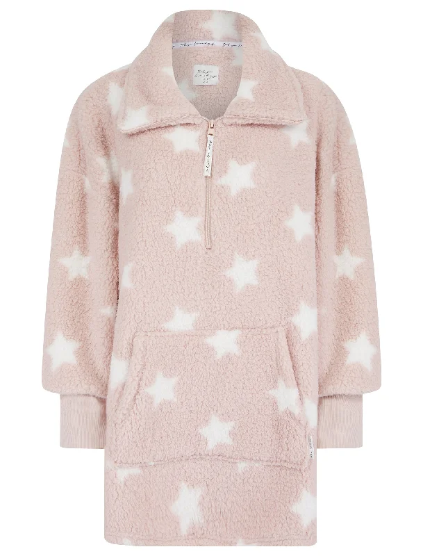 Women's Bex Soft Fleece Chunky Zip Neck Pullover Loungewear Top in Pink - Tokyo Laundry Kimono Neck Pullover