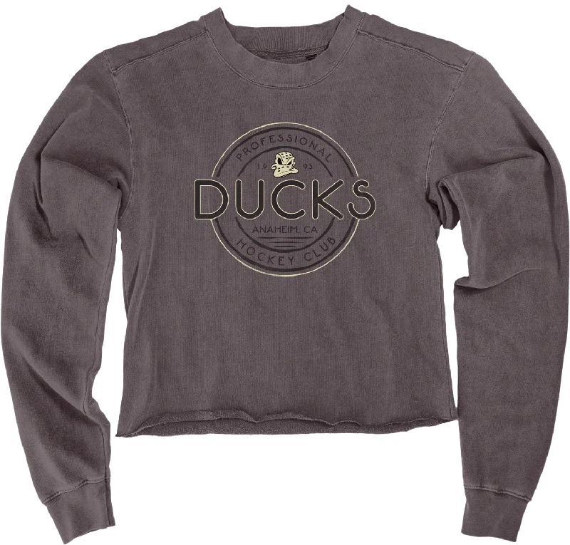 Womens Ducks Hockey Club Crop Pullover Shirred Sleeve Feminine