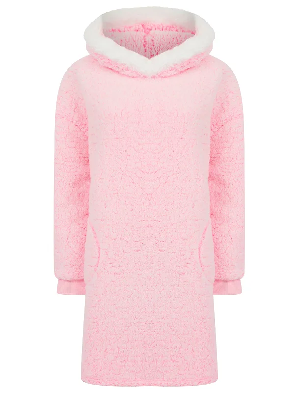 Women's Hetty Soft Fleece Chunky Loungewear Longline Pullover Hooded Top in Pink - Tokyo Laundry Oblong Neck Pullover