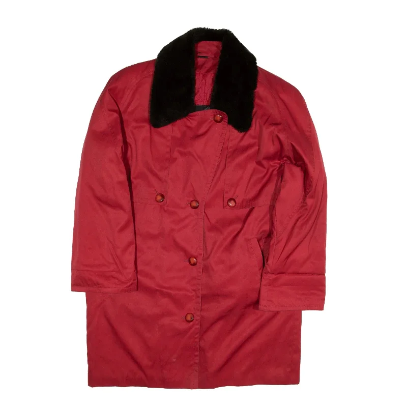 4 SEASONS Overcoat Jacket Red Womens UK 12 Print Jacquard Embroidered