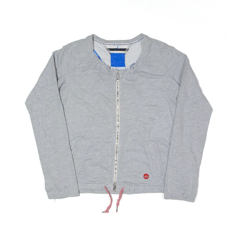 ADIDAS Jacket Grey Womens M Knit Fabric Woven Fabric Fleece Fabric