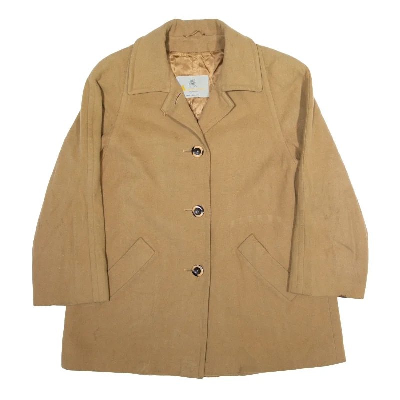 AQUASCUTUM Brown Wool Overcoat Jacket Womens L Crew Neck V-Neck Boat Neck