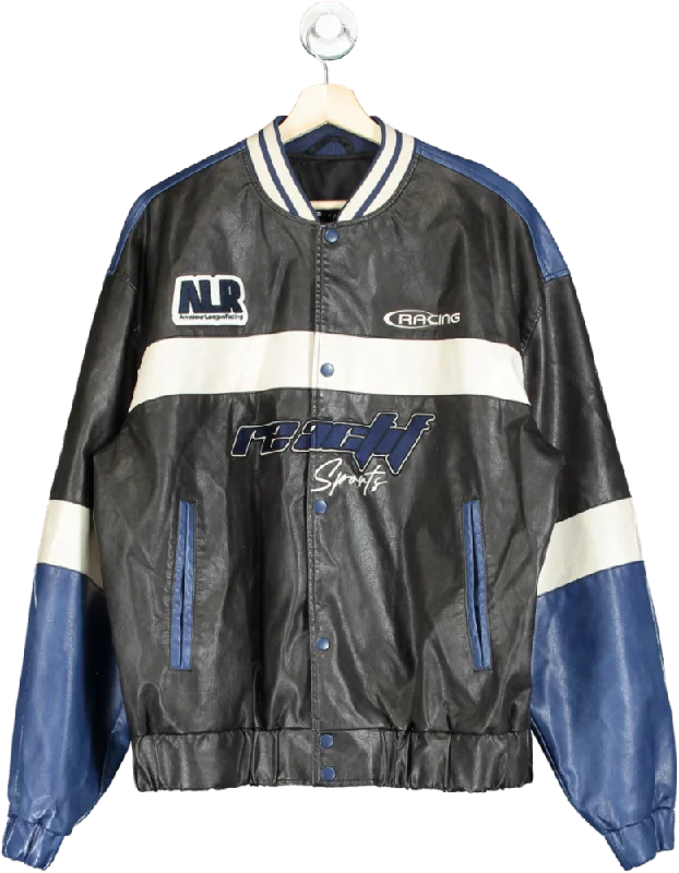 ASOS Black/Blue Racing Leather Jacket UK M Rayon Jacket Velvet Jacket Corduroy Jacket ASOS Black/Blue Racing Leather Jacket UK M Rayon Jacket Velvet Jacket Corduroy Jacket
